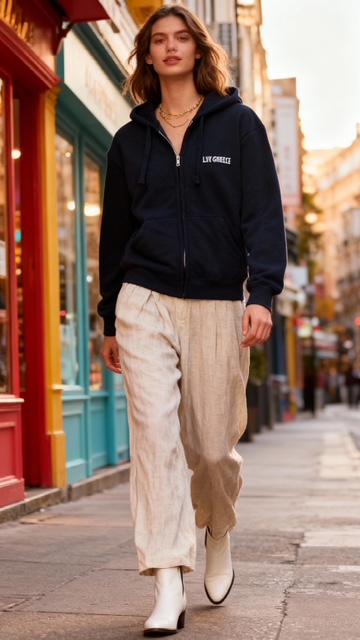 Unisex Navy Zip Hoodie