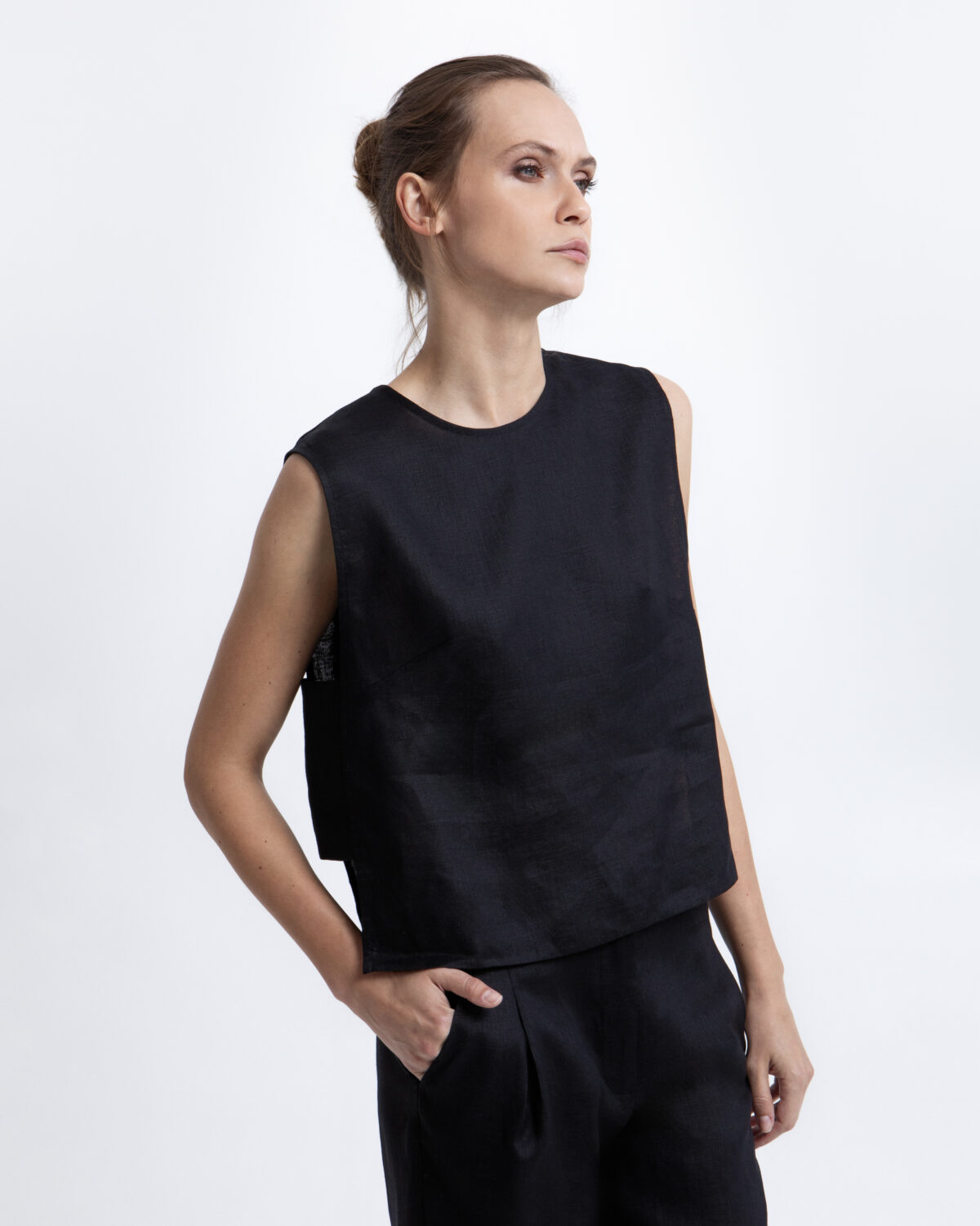 Archaic Kori Black Linen Top