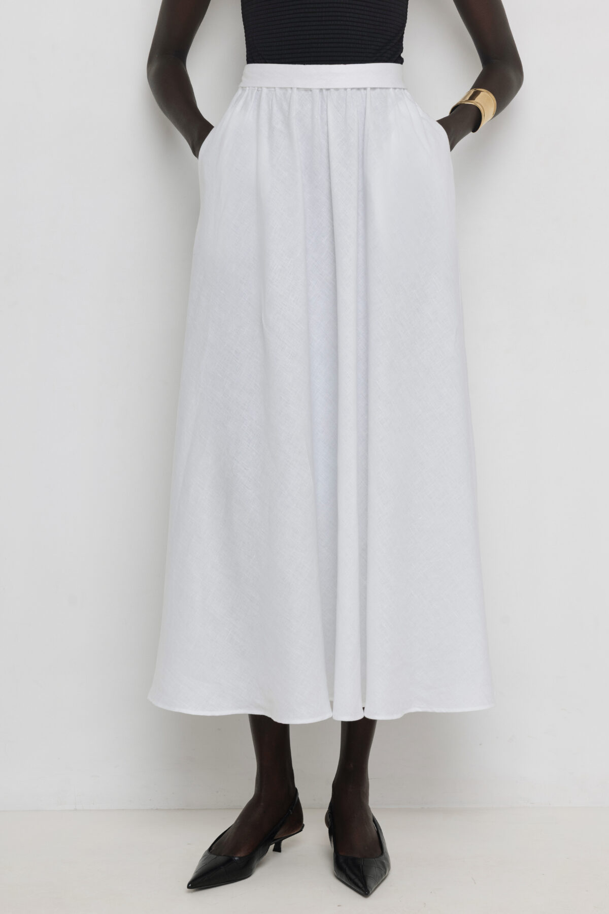 Yiorgos Koulasidis White Linen Skirt